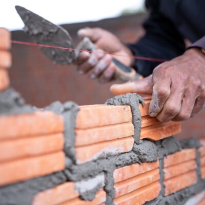 bricklaying, brick laying, cement